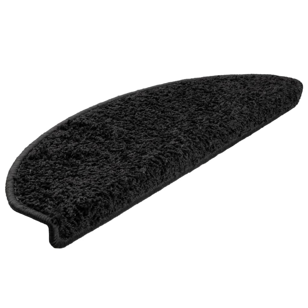 Lot de 15 tapis d'escalier - 65 x 21 x 4 cm - Noir - Semi-circulaires - Antidérapants et lavables - Protection contre les marches et le bruit - Pour escaliers en bois, pierre, escaliers
