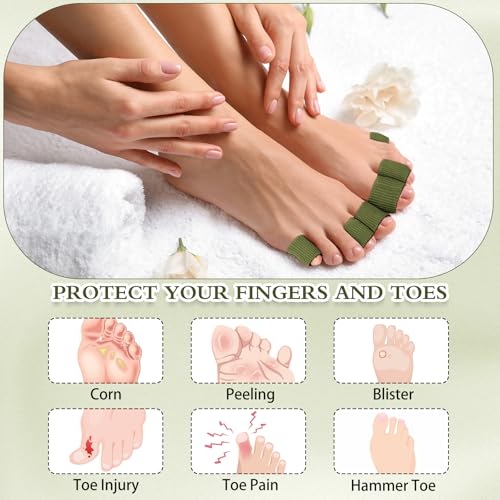 Image of Blulu 24 Pieces Toe Tubes 0.98 Inches Cushion Tube Corn Pads for Toes Sleeves Soft Gel Protectors for Cushions Corns Blisters Calluses 3 Size(Military Green,Assorted Sizes)