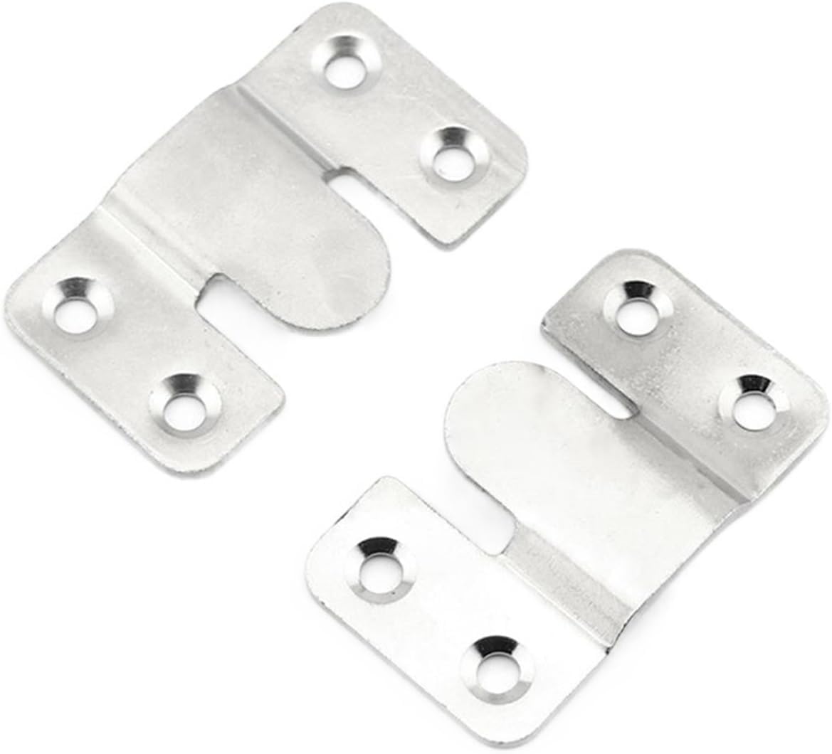 Kyuepong Silver Interlock Hanging Buckle, 1Pcs Headboard Wall Picture Hanger Display Hook Stainless Steel Interlocking Flush Mount Bracket
