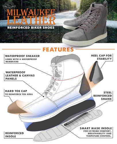 Milwaukee Leather Men's Motorcycle Reinforced Street Biker Casual Riding Shoes Leather Suede Canvas2