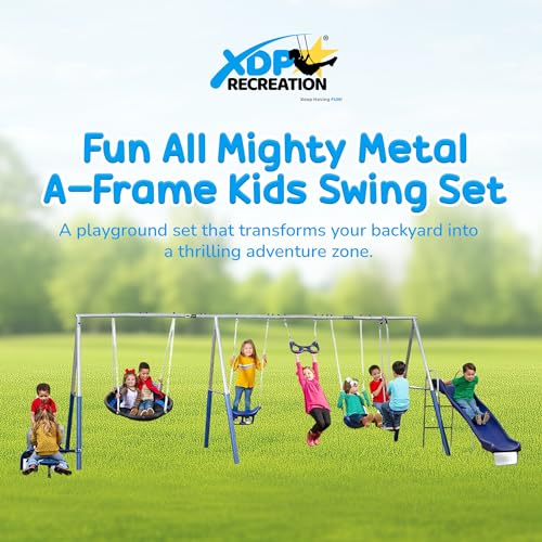 Xdp Recreation XDP-96668G Fun All Mighty Metal A-Frame Kids Swing Set With 10 Child Capacity Outdoor Backyard Home Playground thumb #7