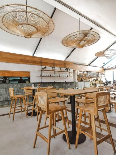 Image of Bamboo Hanging Light for Balcony | Ratten Lamp Shade for Living Room | Cane Indoor Outdoor Light | Ceiling Hanging Light for Decoration | Style Umberella` (Dia-24 inch)