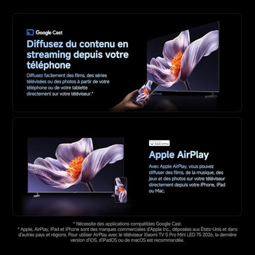 XIAOMI TV S Pro Mini LED 65, Smart TV, Dolby Vision, Dolby Atmos, QLED 4K, 144Hz, Google TV, HDR10+, Triple Tuner, DVB T2, MEMC, DTS-X, Harman AudioEFX, Prime Video, Google Assistant, AirPlay2