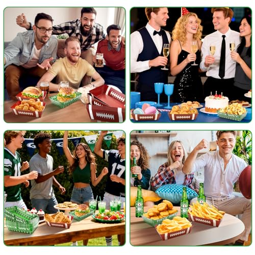 Football Party Supplies for Superbowl Party Decorations 2026– 16Pack Disposable Football Food Plates & Paper Trays for Gameday - Image 7