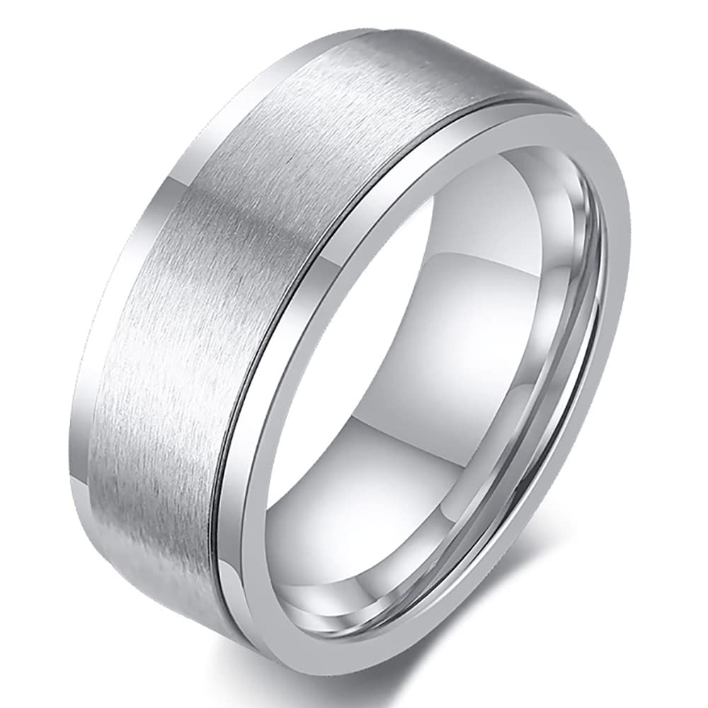 ZENSE - Bague tournante pour homme de couleur argent mate ZR0158
