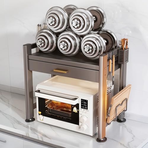 MNROIUR Microwave Stand with Drawer and Storage Boxes Kitchen Storage