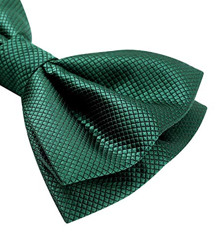 Image of HISDERN Bow Ties for Men Solid Color Pre-Tie Bow Tie and Pocket Square Set Classic Formal Tuxedo Bowties for Wedding Party