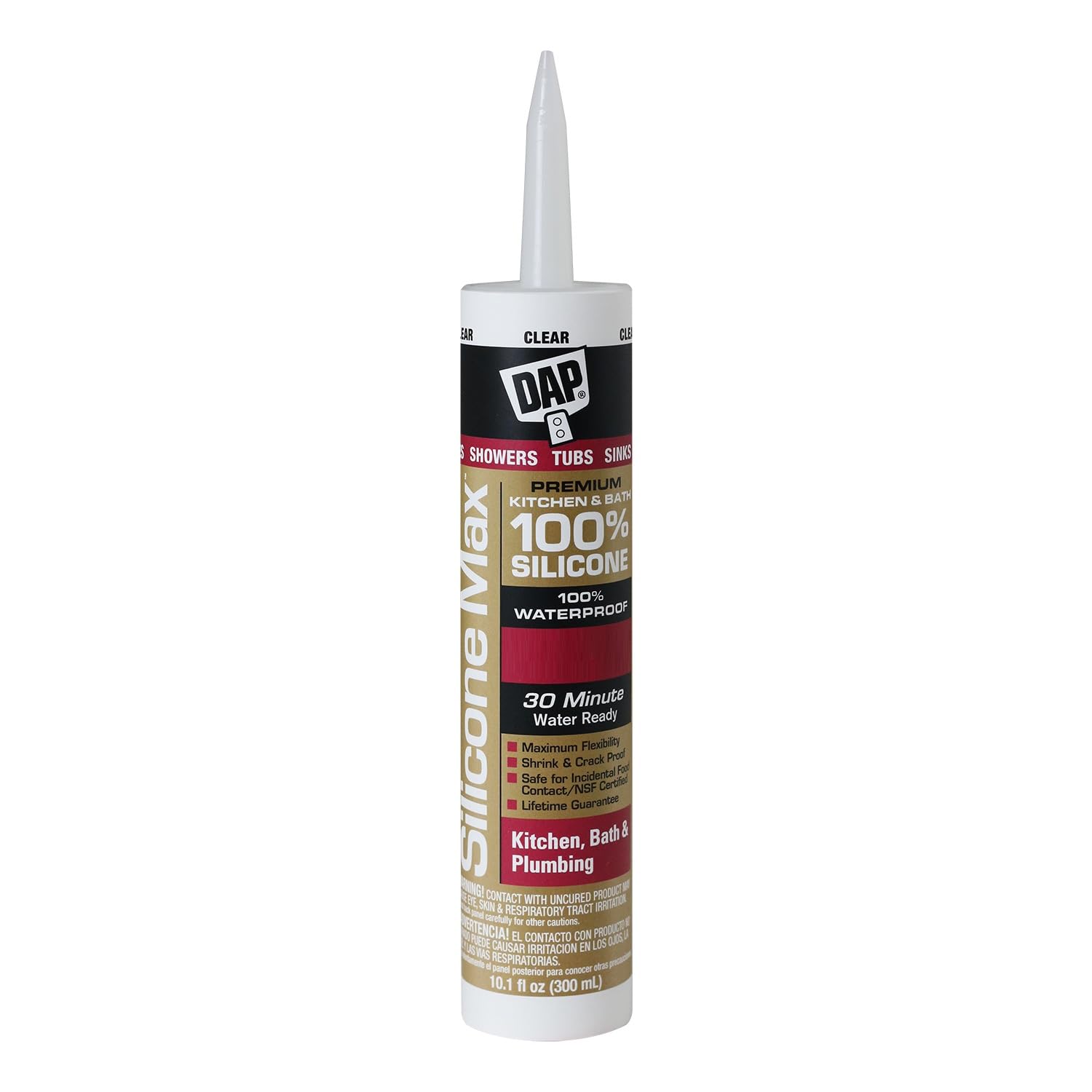 Silicone Max Kitchen and Bath Silicone Sealant, Clear, 10.1-oz. -08668
