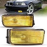 AUTOFREE Fog Lights Assembly Compatible with BMW E36 / M3 3 Series 1992 1993 1994 1995 1996 1997 1998 1999 Fog Lamps Replacement with H1 12V 55W Bulbs-1 Pair (Yellow Glass Lens)