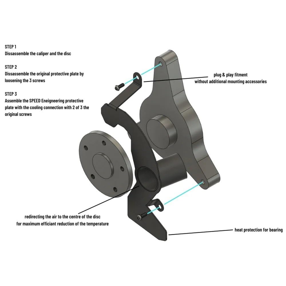 DlaBmwM3 G80 M4 G82 Caliper Bracket Radiator Cover Brake Caliper Coole | - Czarne płytki chłodzące hamulce, kanał powietrzny