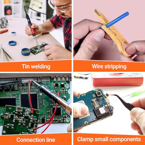 Preciva Soldeerboutset, 80 W, 220 V, soldeerset, instelbare temperatuur 220 °C ~ 500 °C, 5 stuks, soldeerpunt, draad 30 g, voor het solderen van kleine huishoudelijke apparaten, mobiele telefoons enz. - Afbeelding 6