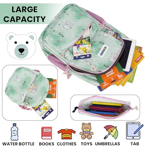 Image of Storite 3 PCS Kids School Backpack Set for Girls & Boys | 17 Inch Lightweight Backpack with Lunch Box & Pencil Case | Bear Print School Bag for Elementary, Middle & High School