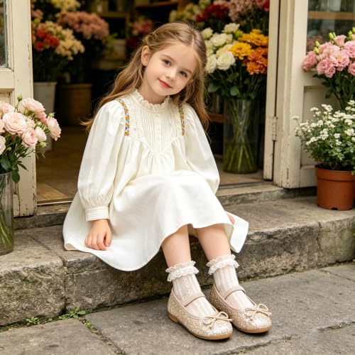 Image of GINFIVE Toddler Girls Dress Shoes Little Girls Mary Janes Ballerina Flats Shoes Toddler