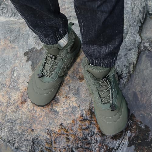 Image of Winter Footwear Barefoot Shoes Women Men Zero Drop Barefoot Hiking Boots Slip On Warm Waterproof Snow Boot Minimalist Wide Toe Ankle Booties Five Finger Hike Shoes Outdoor