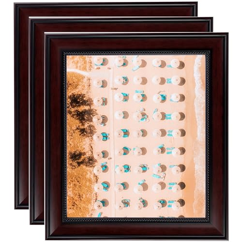 ArtToFrames 22x28 Inch Multi Picture Frame, 3 - Pack, This 1.75 inch Custom Wood Poster Frame is Traditional Mahogany, Comes with Economy Acrylic (Frame_Pack_3_M471315-22x28)