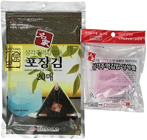 Kaneyama Seaweed Wrappers for Triangular "Onigiri" Rice Ball Starter Kits (20 Sheets with Mold)