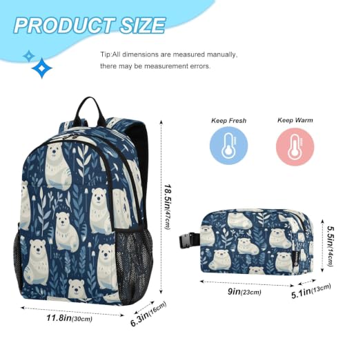 Sac à dos ours polaire durable et léger avec kit lunch box assorti - 2