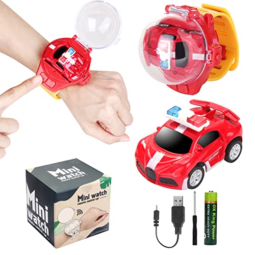 2023 Remote Control Car Watch Toys with LED Light,2.4 GHz Mini Racing Cars Wrist Toy for Kids Adults,RC Small Car Interactive Outdoor Game Easter Halloween Birthday Gifts,Red
