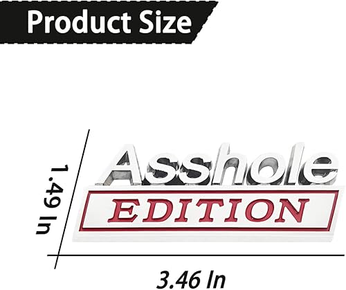 Miniatura 2 de zipelo Asshole Edition Emblema Calcomanía para automóvil, insignia de letra metálica 3D para capó delantero, maletero, guardabarros, adhesivo fuerte