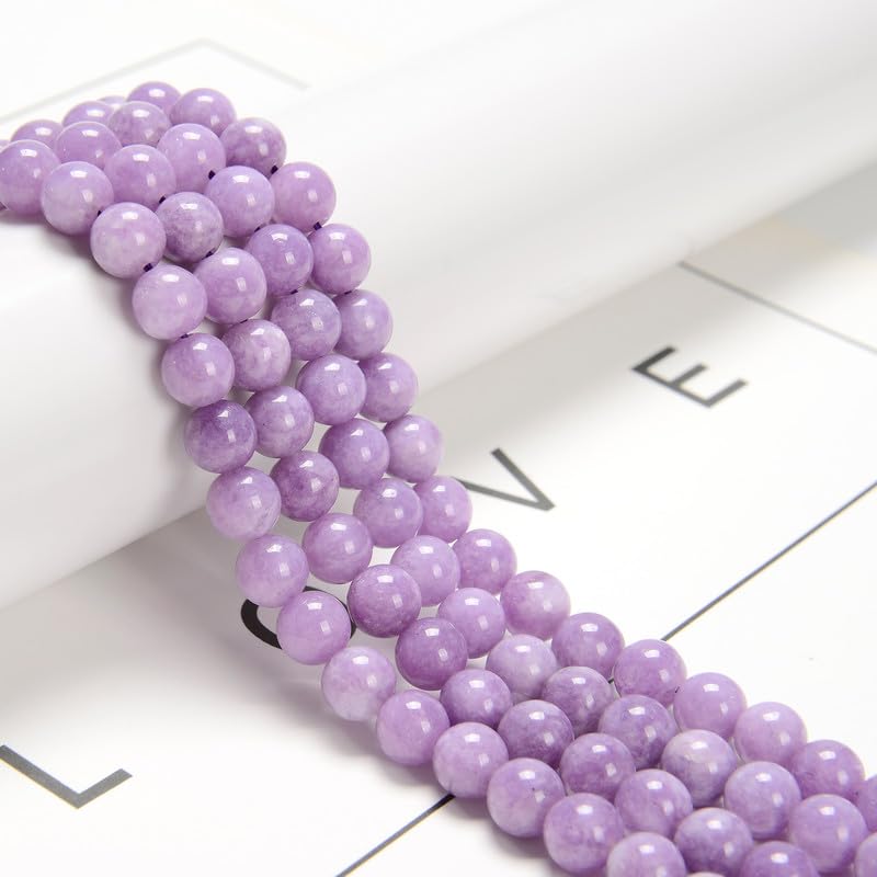 120pcs(2 Strand/Set) 6mm Cloudy Purple Dyed Jade Stone Beads with Energy Power, Smooth Round Gemstone Beads for Jewlery Bracelets Earrings Making DIY