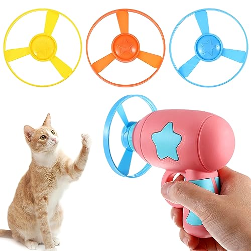 Balacoo Cat Propeller  Set Outdoor Plaything Huntings Interactive Fetch Game Training Propellers of Fun Cat Chasing Saucer Flying Interesting Fly Launcher for Cats Shooter Kitten  Cucciolini Doodles Balacoo cat propeller  set outdoor plaything huntings interactive fetch game training propellers of fun cat chasing saucer flying interesting fly launcher for cats shooter kitten   cucciolini doodles