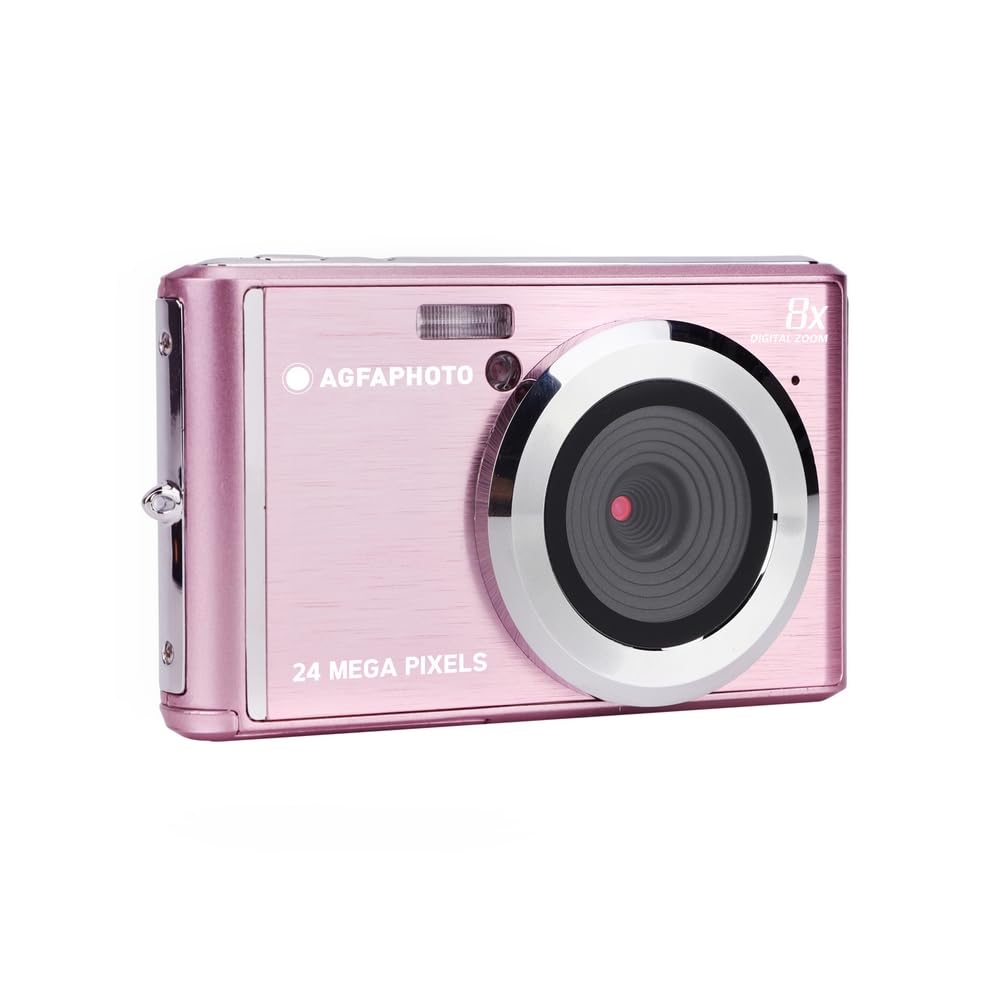 AgfaPhoto Realishot DC5500 - Appareil Photo Numérique Compact, 24 MP, Ecran LCD 2,4", Zoom Digital 8X, Vidéo HD 720p, Mémoire Externe SD, Batterie Lithium - Rose