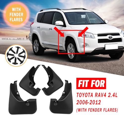 Image of Mud Flaps Mud Guards Fit for 2006-2012 Toyota RAV4 2.4L with Fender Flares, Front & Rear Mud Splash Guards Accessories - 4 Pc, Black