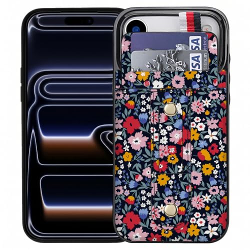 Étui iPhone 17 Pro Max avec béquille et 2 emplacements cartes pour homme et femme motif bleu