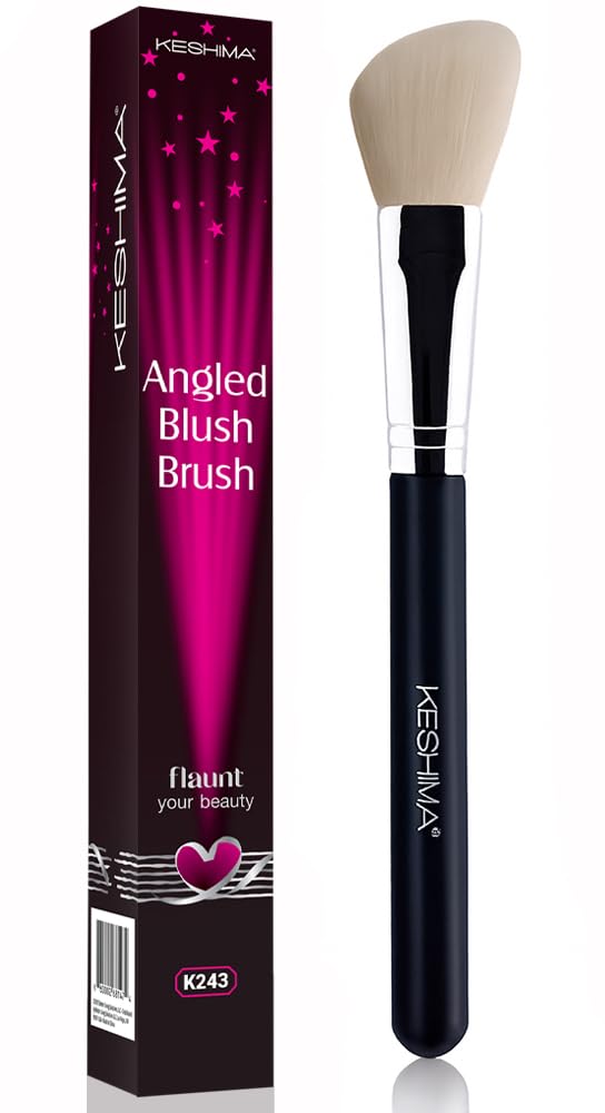 KESHIMA Angled Blush Brush & Bronzer - Premium Contour Brush for Blush, Bronzer & Powder Makeup Application - Vegan, Cruelty-Free