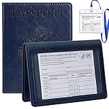 TIGARI Passport and Vaccine Card Holder, Passport Wallets Passport Covers Ultra Slim Passport Holder for Women Men, Leather Passport Case Protector with Waterproof Vaccine Card Slot
