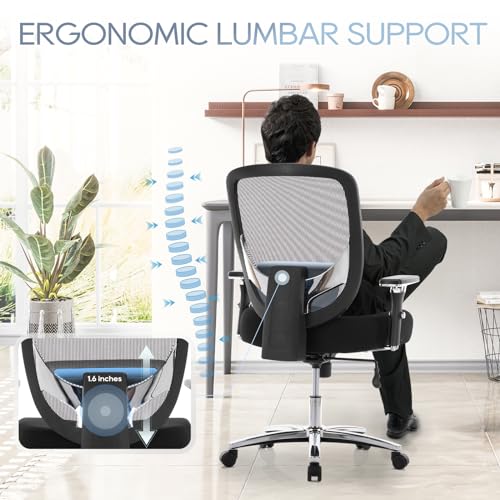 COLAMY Heavy Duty Big and Tall Office Chair, 500lbs Capacity, Wide Thick Seat - Black