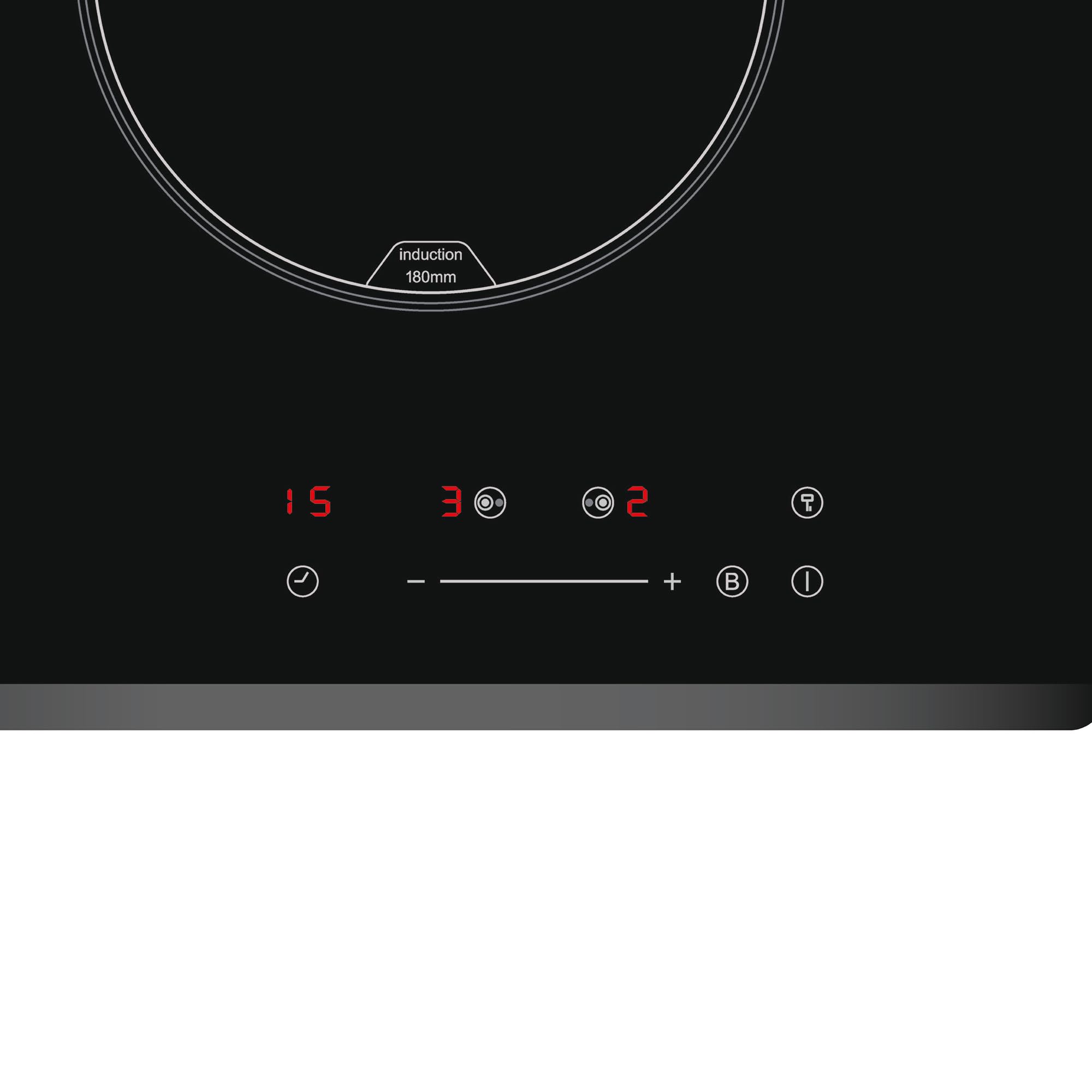 Cata IB 2 PLUS BK Plaque à induction 2 zones de cuisson Commande tactile avec avertissement sonore 9 niveaux de puissance réglables + fonction Booster Timer pour chaque zone Largeur 59 cm Couleur Noir