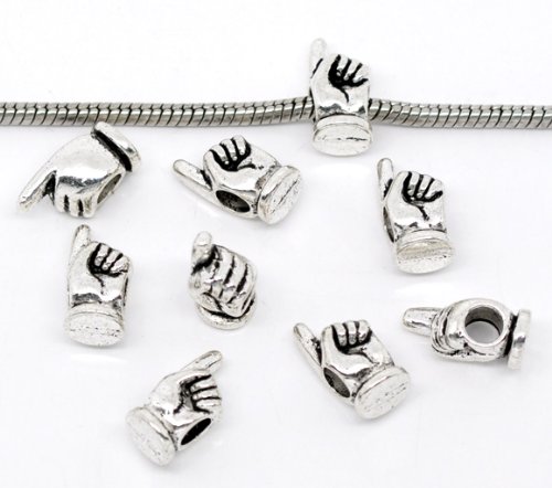 European Pointer Finger Charm Bead Spacer for Snake Chain Charm Bracelet2