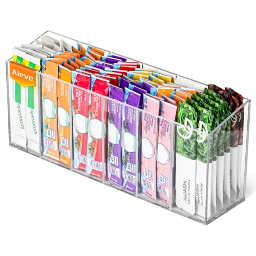 AIEVE Drink Packet Organizer, Water Drink Packet Holder with Removable Divider, Water Flavor Packet Organization Contain - Detailed View