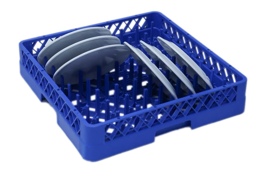 Solent Plastics Blue Plate Dishwasher Rack For Commercial Industrial Catering - Suitable For Commercial Dishwashers Length 500Mm X Width 500Mm