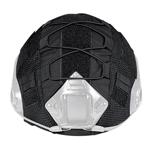 IDOGEAR Tactical Helmet Cover for Fast Helmet Multi-camo Helmet Cover for Airsoft Helmet in Size M/L, Military Paintball Hunting Shooting Gear - 500D Nylon - Without Helmet (Black) - Image 2