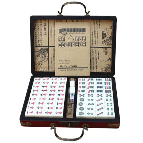 Juego de Mahjong Chino con 144 Fichas y Estuche Portátil miniatura 1