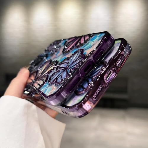 Image of mobistyle Designed for iPhone 14 Pro Cover| Electroplating Colourful Flower | 3D TPU Camera Protection Back Cover Case iPhone 14 Pro for Women Girls (Purple)