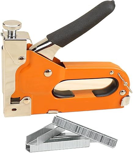 Niciksty Pistola de grapas de tapicería resistente, pistola de grapas 3 en 1 con 600 grapas, removedor, clavadora manual de clavadora de ajuste de