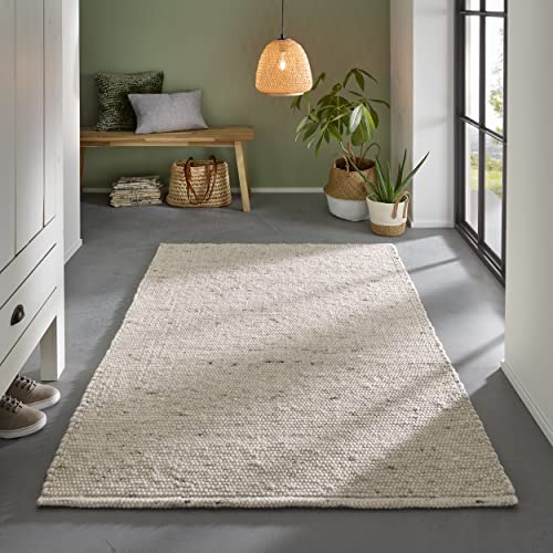 TacaHome Wollteppich Handweb Teppich Gewalkt I Reine Schur-Wolle im Skandinavischen Design I...