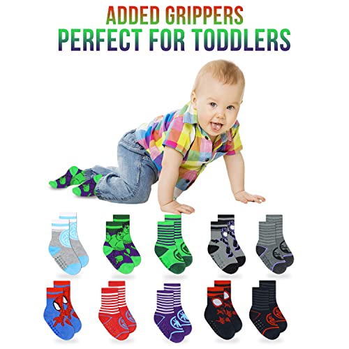 Image of Spiderman Grip Socks, Socks for Toddler Boys, 10 Pack, Spider man Toddler Gripper Socks, Amazing Spiderman Variety Pack