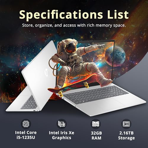 Image of HP Pavilion 15.6 inch HD Touchscreen Laptop, Intel i5-1235U, 32GB RAM, 2.16TB Storage(2TB SSD + 160GB Docking Station Set), Intel Iris Xe Graphics, Num Pad, 720p Webcam, Wi-Fi 6E, Windows 11, Silver