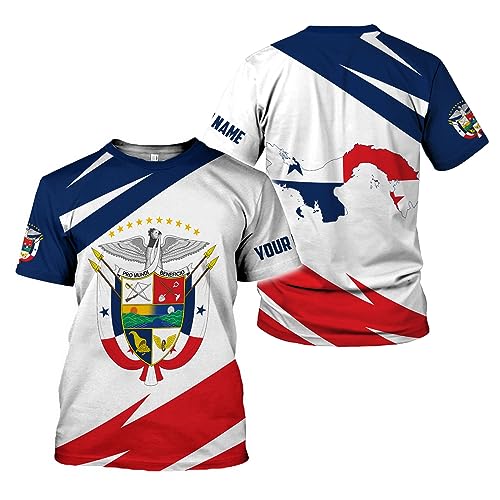 Custom Panama Shirts for Men 3D Panama Coat of Arms Shirts Panamanian Flag Pride Shirts Panama Hombres Camisa Men Women