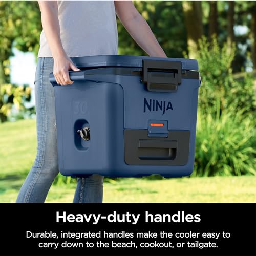 Image of Ninja FB131BL FrostVault 30qt Hard Cooler with Dry Zone, Integrated Fridge-Temp Dry Storage Drawer, Premium Heavy-Duty Insulated Cooler, Keeps Ice for Days, Lakeshore Blue