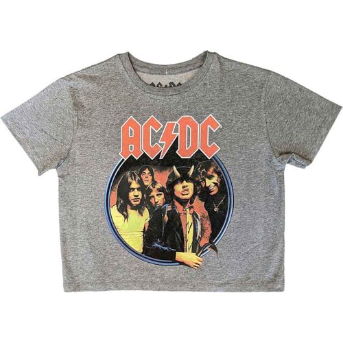 Rock Off officially licensed products AC/DC Crop Top T Shirt Highway to Hell Circle Band Logo Nouveau Officiel Femme Size M