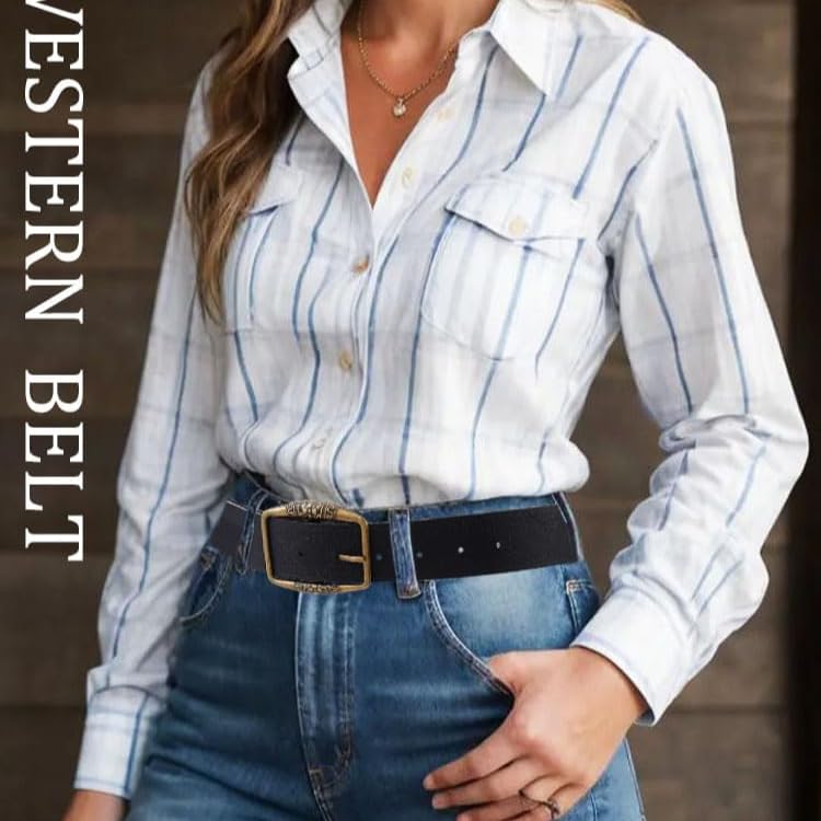 Women's Western Belt with Gold Buckle, Vintage Cowgirl for Jeans Pants Dress3