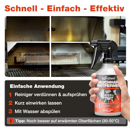 bio-chem Schaumsprüher & Rauchharz-Entferner 1L - Backofen- & Grillreiniger Konzentrat 1:40 inkl. Schaumkanone für Gasgrill, Edelstahl, Gusseisen u.v.m. Extrem kraftvoll gegen hartnäckige Ablagerungen