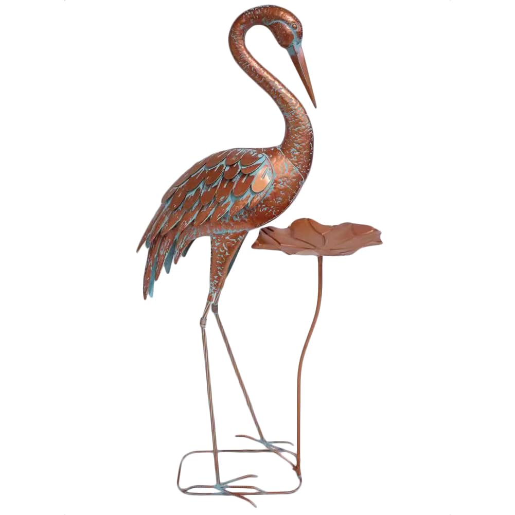 Statue de grue en métal robuste contre le vent pour animer un jardin trop vide