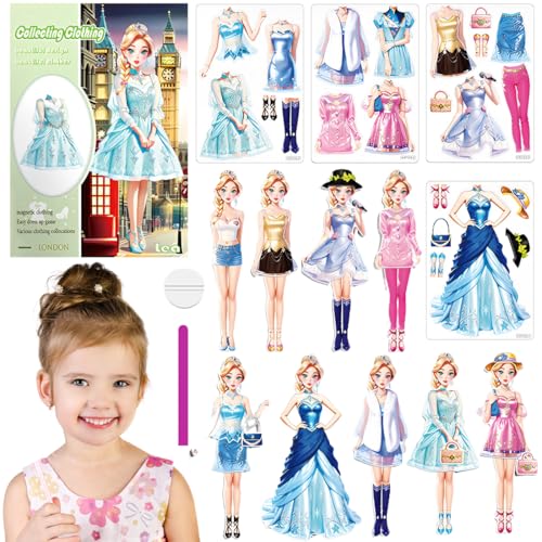 DIFLAX Jouet D'habillage De Poupées Magnétiques Habillage Magnétique pour Bébé Poupée en Papier pour Habillage de Princesse Jeu Puzzles de Vêtements...
