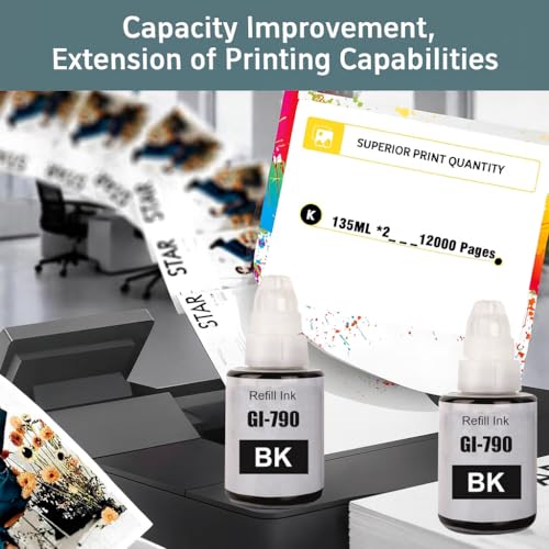 Image of VERENA Refill Ink Compatible for Canon G Series G1000 G1010 G2000 G2002 G2010 G2012 G3000 Printers (Black Pack of 2)